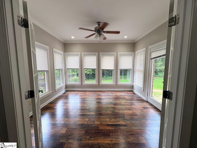 102 Quail Creek Ln, Greenville, SC 29615 - unfurnished sunroom with french doors, wood finished floors, recessed lighting, ornamental molding, and baseboards