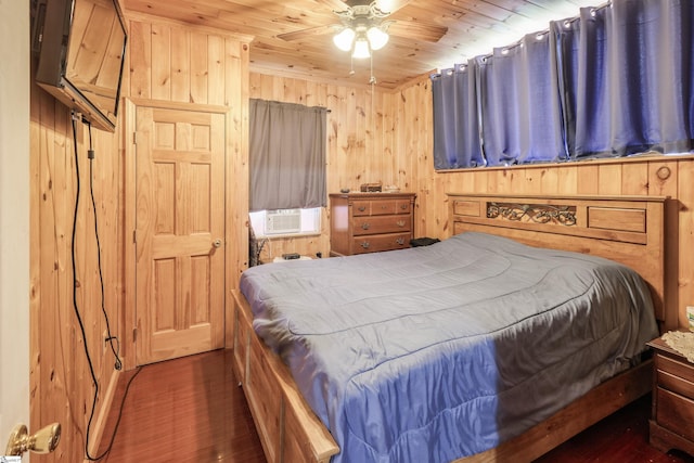 402 Terrapin Rd, Union, SC 29379 - bedroom featuring wood walls, wood finished floors, cooling unit, and wooden ceiling