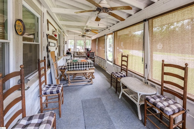 402 Terrapin Rd, Union, SC 29379 - sunroom / solarium featuring ceiling fan and beam ceiling
