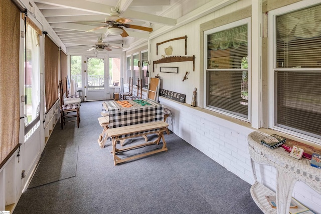 402 Terrapin Rd, Union, SC 29379 - sunroom / solarium featuring ceiling fan and beam ceiling