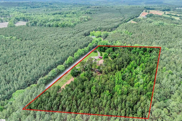 402 Terrapin Rd, Union, SC 29379 - aerial view of property and surrounding area with a heavily wooded area and property parcel outlined