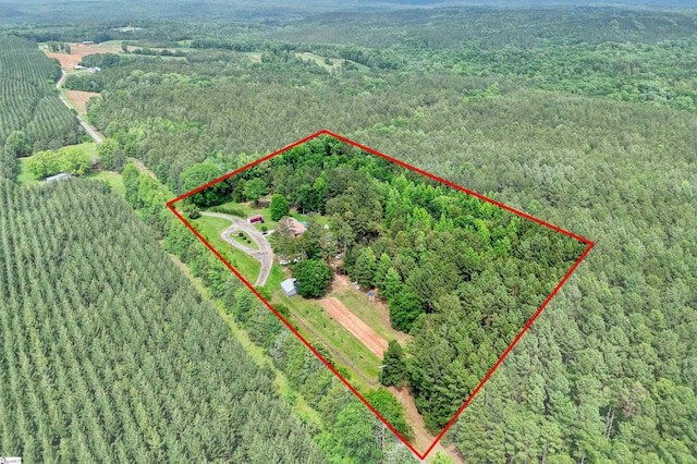 402 Terrapin Rd, Union, SC 29379 - aerial view of property and surrounding area with a heavily wooded area and property boundaries highlighted