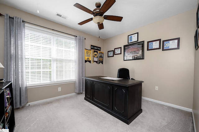 113 Faulkner Cir, Greer, SC 29651 - office space with a ceiling fan, baseboards, and light colored carpet