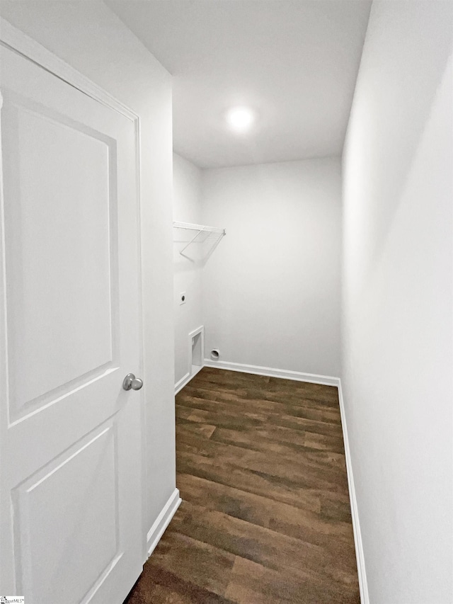 3740 Brookshade Trl, Moore, SC 29369 - washroom with electric dryer hookup, baseboards, dark wood-type flooring, and recessed lighting