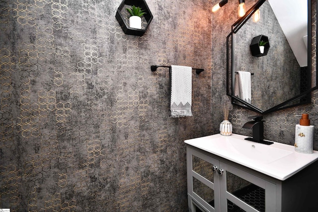 210 Cross Field Rd, Greenville, SC 29607 - bathroom featuring lofted ceiling and vanity