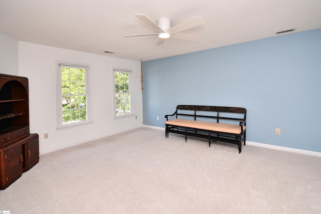 210 Cross Field Rd, Greenville, SC 29607 - sitting room featuring a ceiling fan, light colored carpet, and baseboards