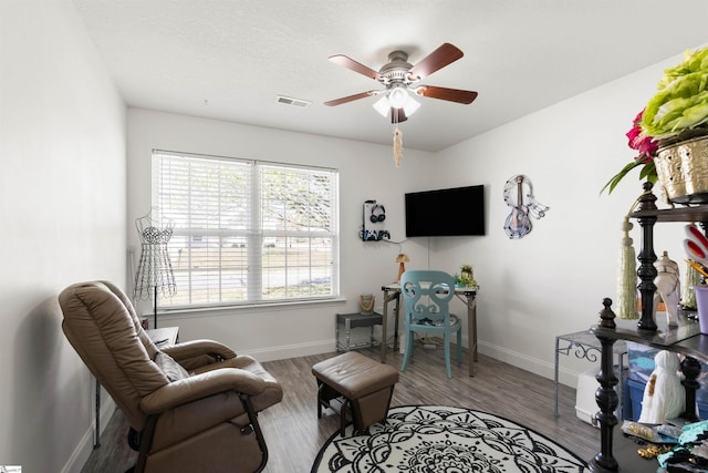640 Slippery Moss Dr, Spartanburg, SC 29303 - sitting room with ceiling fan, baseboards, and wood finished floors
