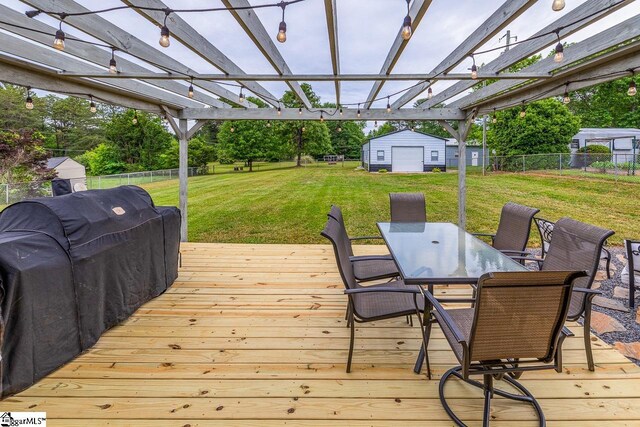 217 Ponder Rd, Greer, SC 29651 - deck featuring outdoor dining area and a pergola