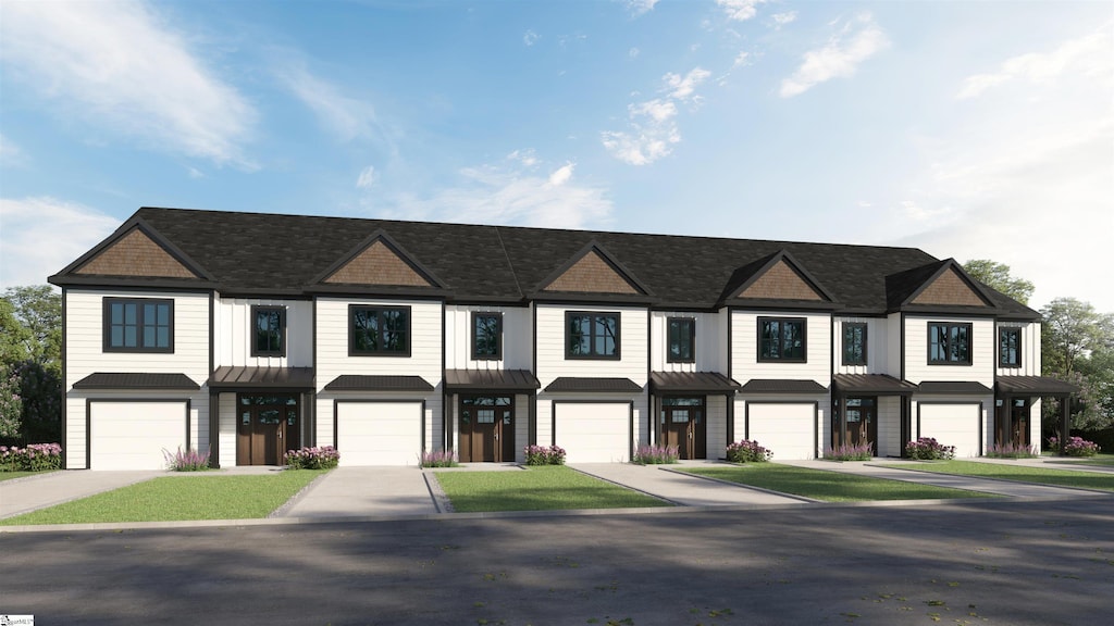 122 Marianne Ln, Easley, SC 29642 - townhome / multi-family property featuring a standing seam roof, metal roof, a shingled roof, and an attached garage