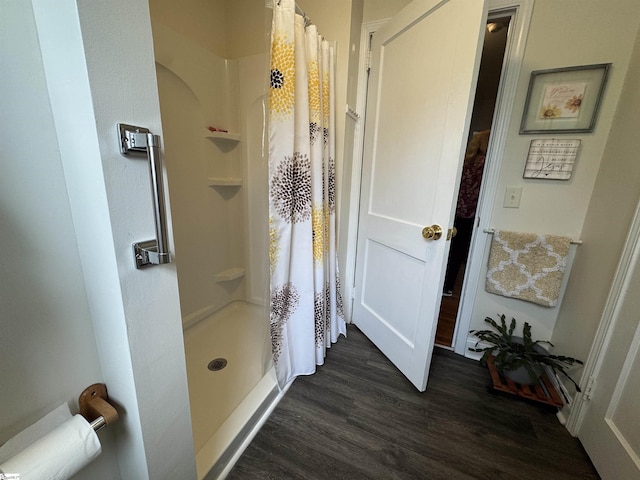 422 E Savannah St, Calhoun Falls, SC 29628 - full bath with a stall shower and wood finished floors