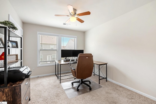 319 Sudduth Farms Dr, Greer, SC 29650 - office area with carpet floors, baseboards, and a ceiling fan