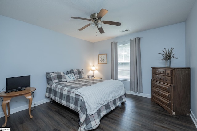 1198 Dalrymple Rd, Anderson, SC 29621 - bedroom featuring dark wood-type flooring, baseboards, and a ceiling fan