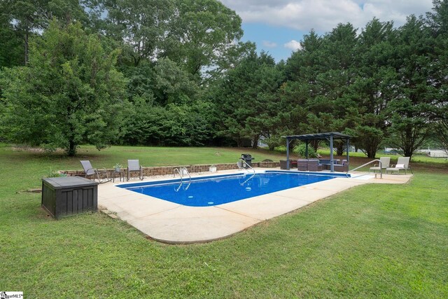 1198 Dalrymple Rd, Anderson, SC 29621 - outdoor pool featuring a lawn, a patio, and a gazebo