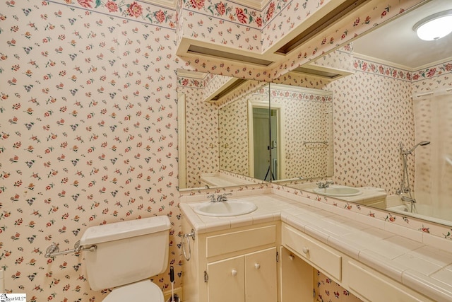 129 E Main St, Duncan, SC 29334 - full bathroom featuring wallpapered walls, toilet, and vanity