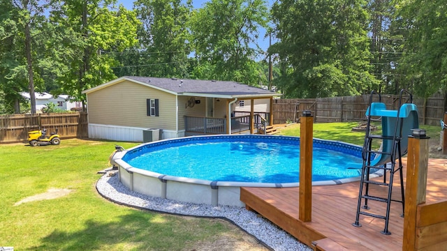 118 Quail Rd, Ninety Six, SC 29666 - view of pool with a deck, cooling unit, and view of scattered trees