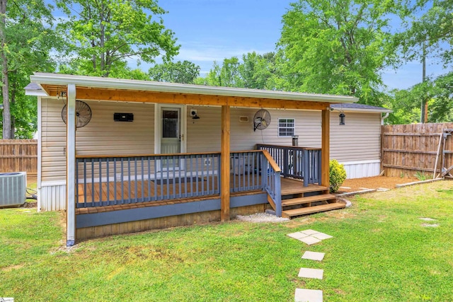 118 Quail Rd, Ninety Six, SC 29666 - view of front of home featuring central air condition unit and a wooden deck