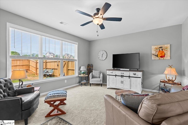 610 Circinae Rd, Cowpens, SC 29330 - carpeted living area with baseboards and a ceiling fan