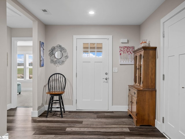 225 Aldrich Rd, Chesnee, SC 29323 - foyer entrance with dark wood finished floors, recessed lighting, and baseboards