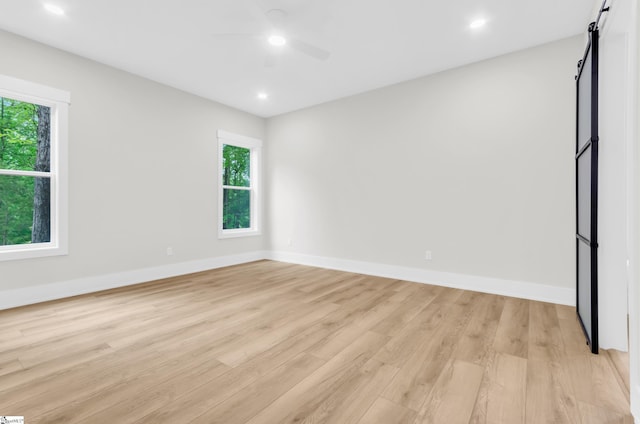 120 Thomason View Rd, Fountain Inn, SC 29644 - spare room with a ceiling fan, light wood-style floors, plenty of natural light, baseboards, and recessed lighting