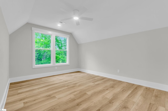 120 Thomason View Rd, Fountain Inn, SC 29644 - bonus room featuring a ceiling fan, light wood-style flooring, vaulted ceiling, and baseboards
