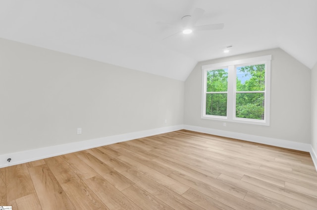 120 Thomason View Rd, Fountain Inn, SC 29644 - bonus room with vaulted ceiling, light wood-style floors, a ceiling fan, and baseboards