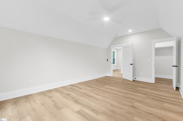 120 Thomason View Rd, Fountain Inn, SC 29644 - additional living space with lofted ceiling, ceiling fan, baseboards, light wood-type flooring, and recessed lighting