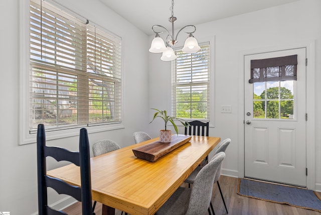 508 W D Ave, Easley, SC 29640 - dining room with a chandelier, wood finished floors, and baseboards