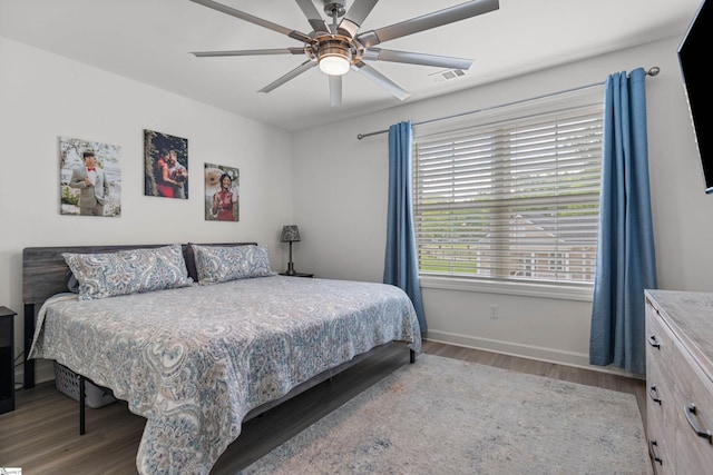 508 W D Ave, Easley, SC 29640 - bedroom with wood finished floors, baseboards, and ceiling fan