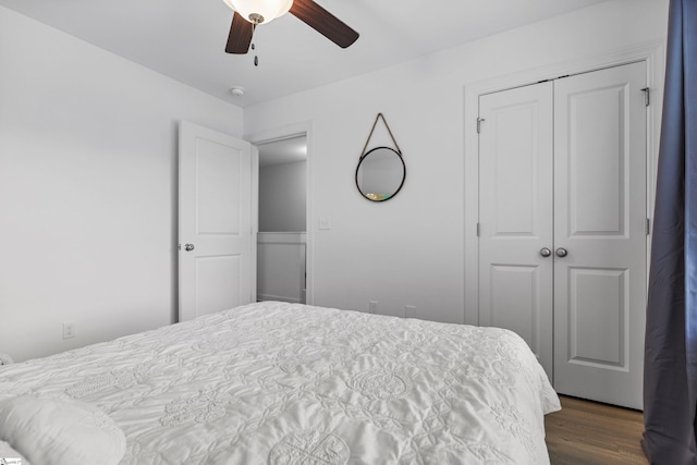 508 W D Ave, Easley, SC 29640 - bedroom featuring a closet, dark wood-style floors, and a ceiling fan