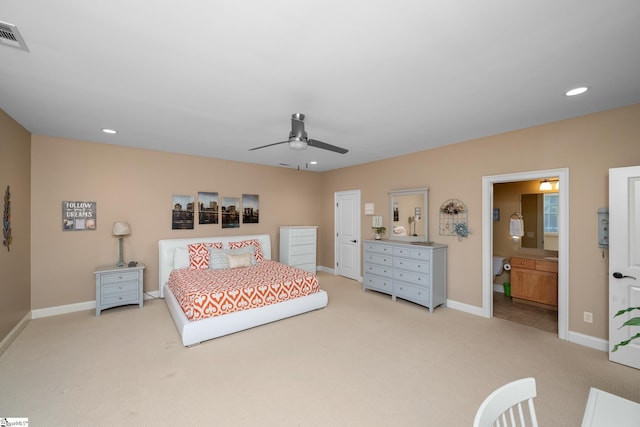 204 Whitworth Way, Simpsonville, SC 29681 - bedroom with light carpet, baseboards, recessed lighting, and a ceiling fan