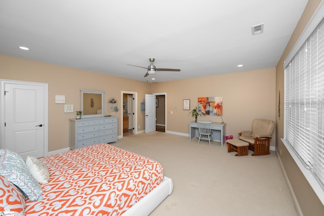 204 Whitworth Way, Simpsonville, SC 29681 - bedroom featuring light colored carpet, baseboards, a ceiling fan, and recessed lighting