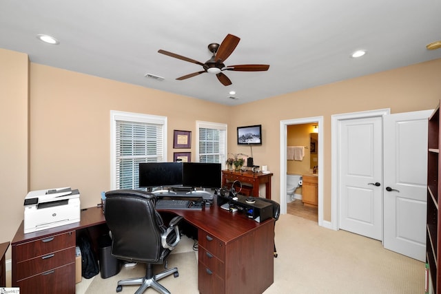 204 Whitworth Way, Simpsonville, SC 29681 - office space featuring ceiling fan, light carpet, and recessed lighting