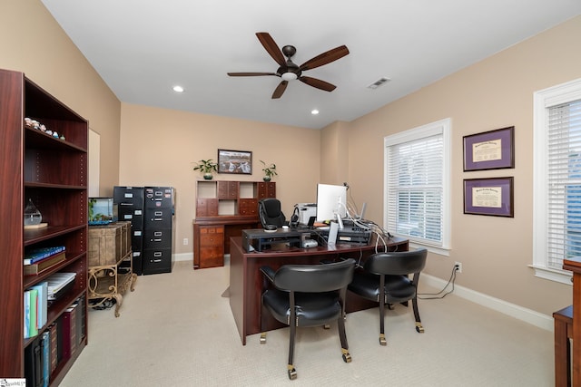 204 Whitworth Way, Simpsonville, SC 29681 - office featuring ceiling fan, light colored carpet, healthy amount of natural light, and recessed lighting