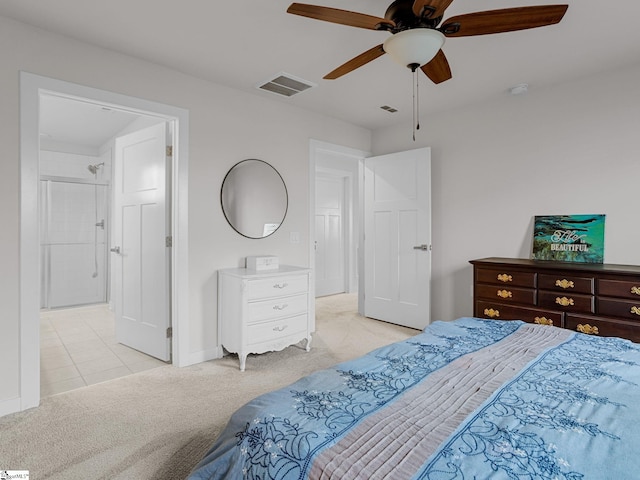 514 Olivia Springs Dr, Spartanburg, SC 29302 - bedroom featuring carpet floors, baseboards, ceiling fan, and connected bathroom