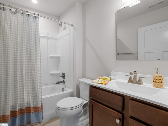 514 Olivia Springs Dr, Spartanburg, SC 29302 - full bath with shower / bath combo with shower curtain, vanity, toilet, and tile patterned flooring