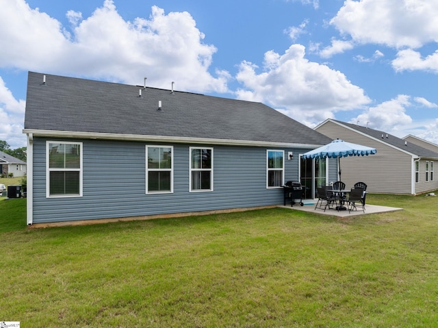 514 Olivia Springs Dr, Spartanburg, SC 29302 - back of property with a patio, a lawn, roof with shingles, and central air condition unit