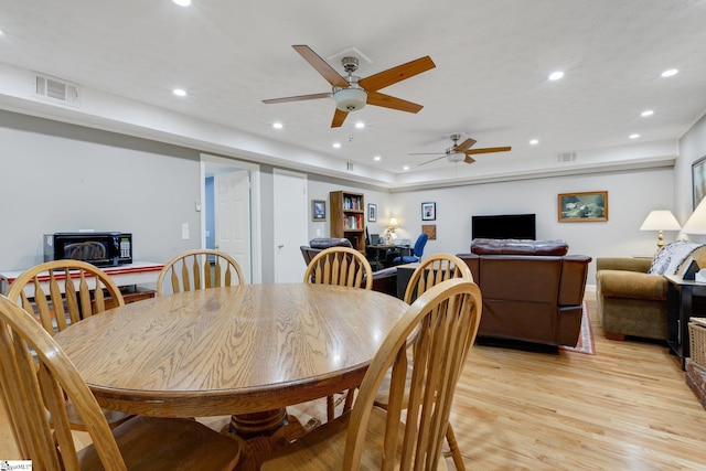 4600 Coach Hill Dr, Greenville, SC 29615 - dining space featuring light wood-style floors, recessed lighting, and a ceiling fan