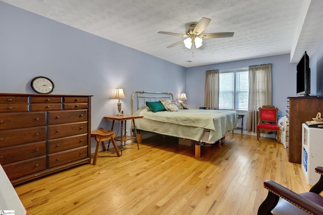 4600 Coach Hill Dr, Greenville, SC 29615 - bedroom featuring light wood-type flooring, a textured ceiling, and ceiling fan