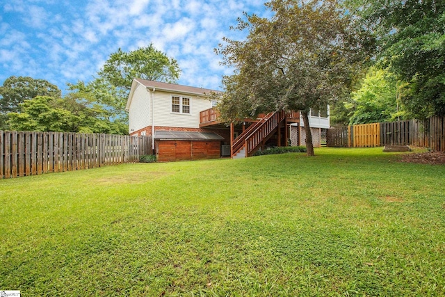 4600 Coach Hill Dr, Greenville, SC 29615 - view of yard featuring stairs and a wooden deck