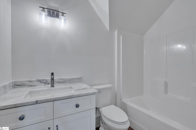 320 Terry Rd, Fountain Inn, SC 29644 - full bathroom with toilet, vanity, and vaulted ceiling