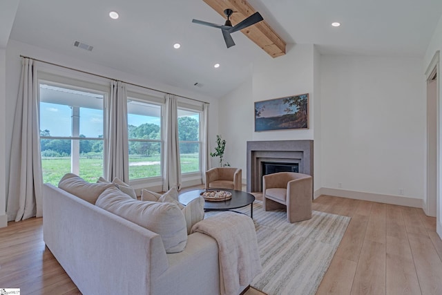 320 Terry Rd, Fountain Inn, SC 29644 - living room with ceiling fan, a glass covered fireplace, light wood-style floors, recessed lighting, and baseboards