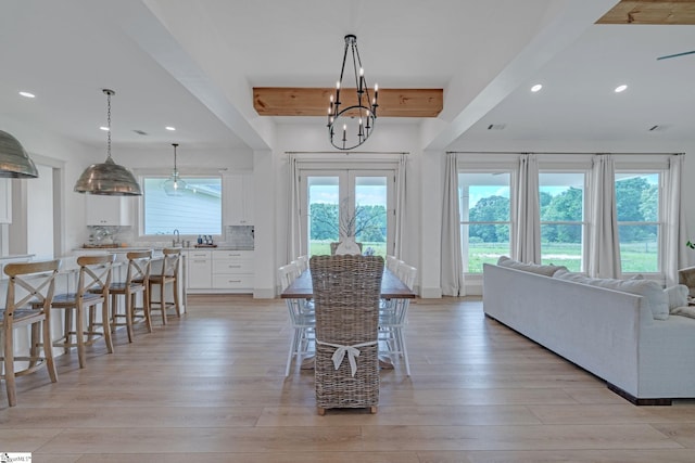 320 Terry Rd, Fountain Inn, SC 29644 - dining area featuring beamed ceiling, light wood finished floors, and recessed lighting