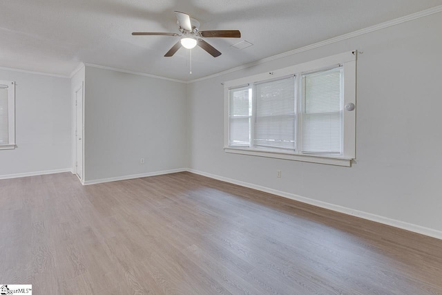 1709 Lyndon Ave, Anderson, SC 29624 - empty room with ornamental molding, light wood-style flooring, a ceiling fan, and baseboards