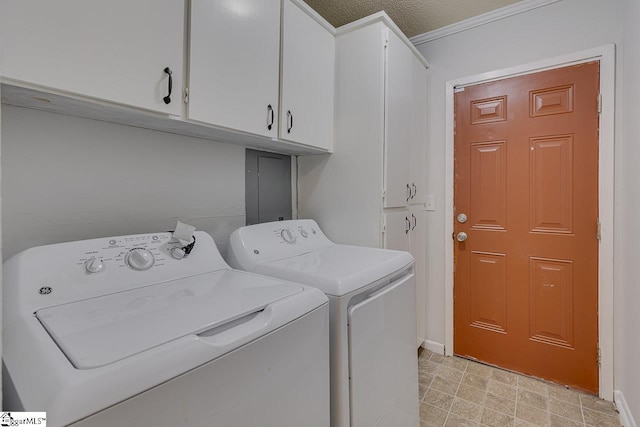 1709 Lyndon Ave, Anderson, SC 29624 - laundry area with cabinet space, separate washer and dryer, ornamental molding, and baseboards