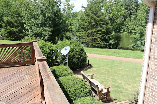 19 Ruby Lake Ln, Simpsonville, SC 29681 - wooden terrace featuring a lawn and a water view