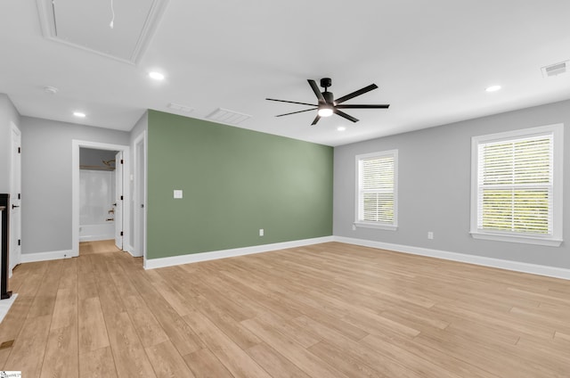 226 Deerview Trl, Simpsonville, SC 29680 - empty room featuring attic access, a ceiling fan, healthy amount of natural light, baseboards, and recessed lighting