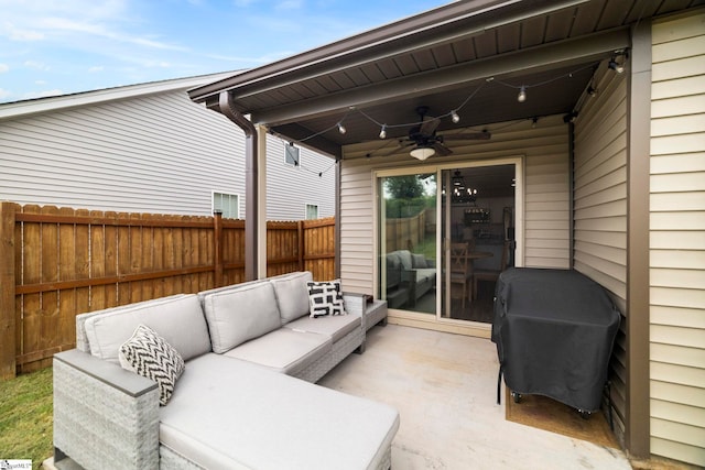 2606 Karkinnen Way, Moore, SC 29369 - view of patio with a ceiling fan and an outdoor hangout area