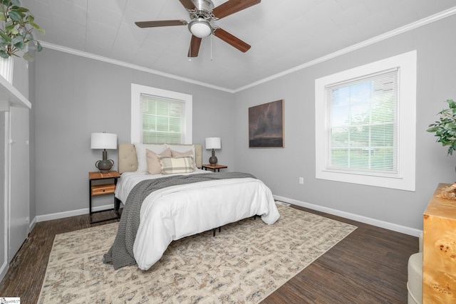 1818 Green St, Anderson, SC 29625 - bedroom with wood finished floors, crown molding, baseboards, and ceiling fan