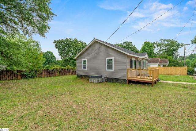 1818 Green St, Anderson, SC 29625 - rear view of house featuring crawl space, central AC, and a deck