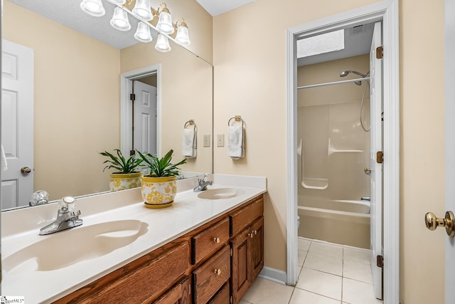 103 Farming Creek Dr, Simpsonville, SC 29680 - full bath featuring double vanity, tile patterned floors, toilet, and shower / bathtub combination
